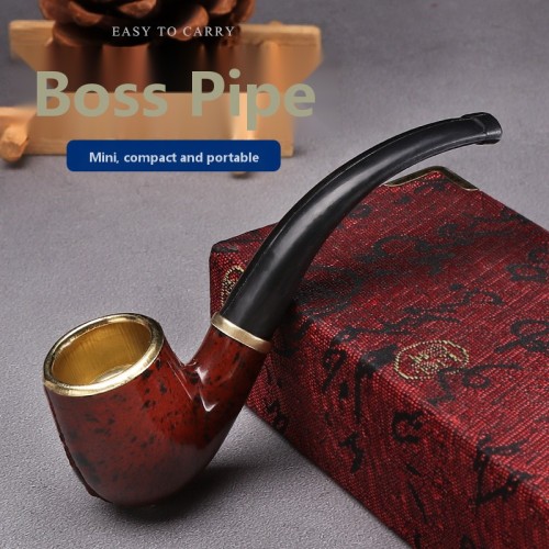 Groothandel Boss mini draagbare gebogen harsen tabakspijp, eenvoudige oefenpijp voor beginners, populair in de aanbieding