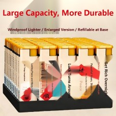 Wholesale 50-Pack Lucky Spin Refillable Windproof Lighters, Thick Wrapped Direct Jet Flame, Bulk Disposable Lighters for Stores