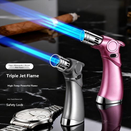 New Cross-Border Cigar Smart Choice Single/Triple Jet Torch Lighter Windproof Cigar-Specific Lighter Wholesale