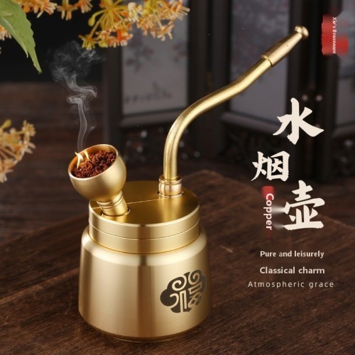 Mayorista: Cachimba Metálica con Carácter Fu, Pipa de Agua Portátil con Filtro, Set de Fumar de Cobre Vintage, Stock de Fábrica