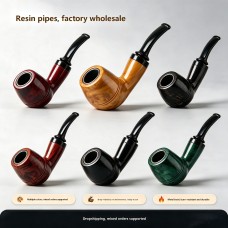 Grossiste pipes en résine, multiples styles imitation bois, pipes courbées et droites, détachables double usage, dropshipping