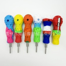 Creative Silicone Pipe Honeycomb Bee Design Colorful Stress Relief Smoking Pipe Metal Stem Mouthpiece Wholesale