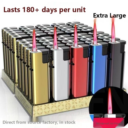Wholesale 50-Pack Large Windproof Lighters, Durable Thickened Explosion-Proof Household Blue Flame Jet Torch Lighters, Factory Direct