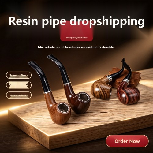 Gros pipe à tabac en résine imitation bois, fourneau en fer, pipe portable pour hommes, dropshipping