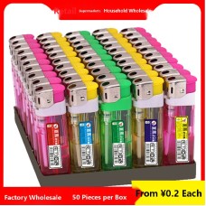 Wholesale 50-Pack Thickened Windproof Open-Flame Disposable Lighters, Trendy Personalized Lighters for Supermarkets & Home Use, Factory Direct, Dropshipping