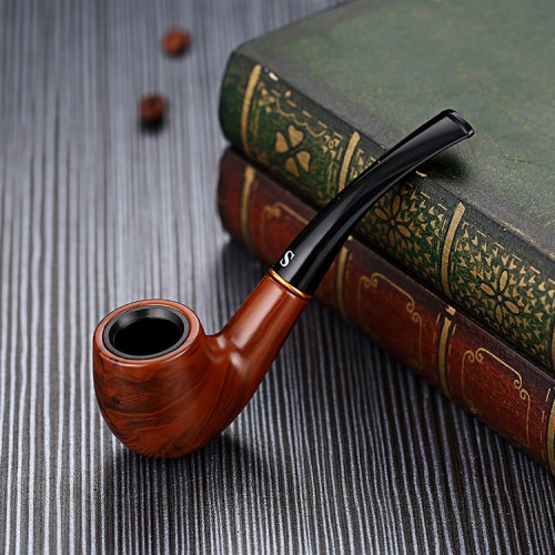 Factory Direct Sanda Cyclic Cleaning Bakelite Bent Tobacco Pipe, Handcrafted Smoking Accessory, 9mm Filter, Entry-Level
