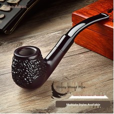 Großhandel Aibao Tabakpfeife aus Ebenholz und Bruyère, handgefertigte vintage gebogene Pfeife für Männer, altmodischer Pfeifenkopf & Raucherzubehör