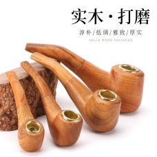 全木质烟斗新款实木男士烟锅老式便携原木旱烟斗过滤木头一件批发