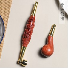African Padauk DIY Dragon Design Tobacco Pipe Stem, Minimalist Filter Smoking Pipe Wooden Craft, Factory Wholesale