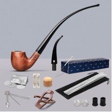 Gandalf-Stil Huanghuali-Holz Pfeifen-Set mit extralangem Stiel, handgefertigte Massivholz-Pfeife mit Pfeifenreinigern, Filtern und Stopfer