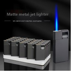 Wholesale 5-Pack Metal Windproof Lighters, Durable Premium Matte Black Refillable Thickened Creative Blue Flame Lighters, Customizable
