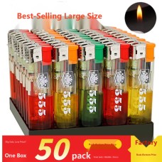Wholesale Large Transparent Disposable Lighters, 50 Pack Open Flame Lighters for Home, Supermarket & Convenience Store Bulk Supply
