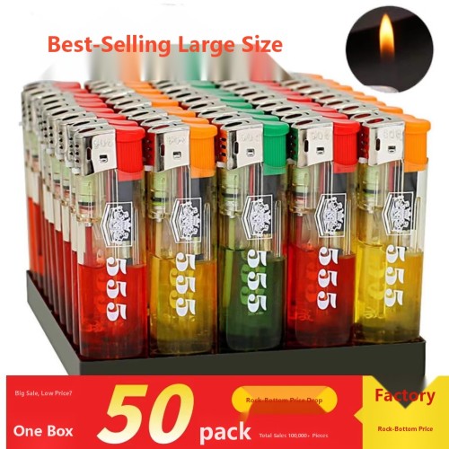 Wholesale Large Transparent Disposable Lighters, 50 Pack Open Flame Lighters for Home, Supermarket & Convenience Store Bulk Supply